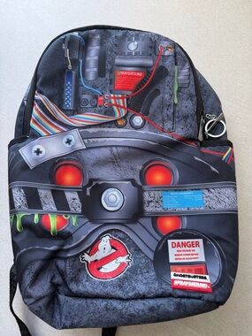 Sprayground Black Backpack with Red and Multicolor Accents